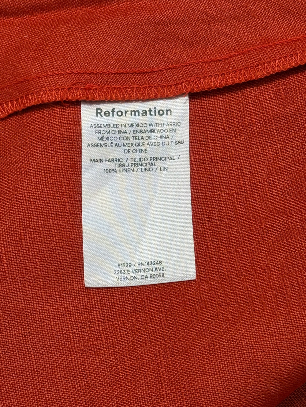 NWT Reformation Sadey Linen Halter Dress Blood Orange Size 8 Resort - Picture 8 of 11